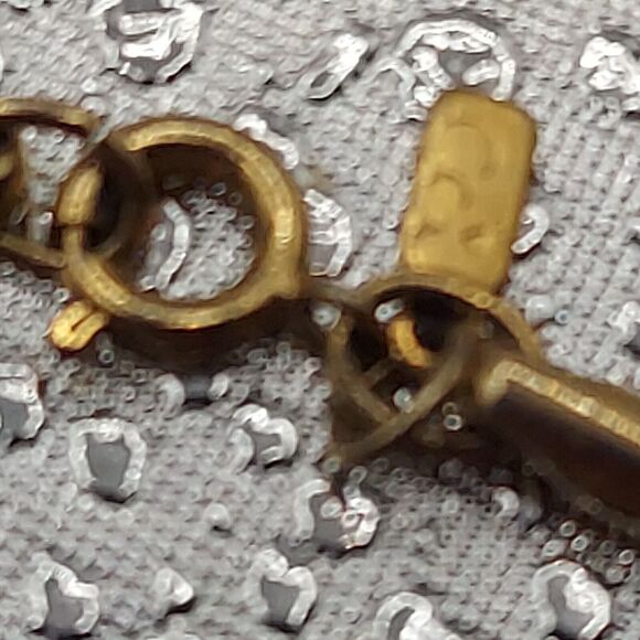 Vintage CCI Necklace 17" Green Beveled on Gold Tone backing Chain Signed - Picture 4 of 6